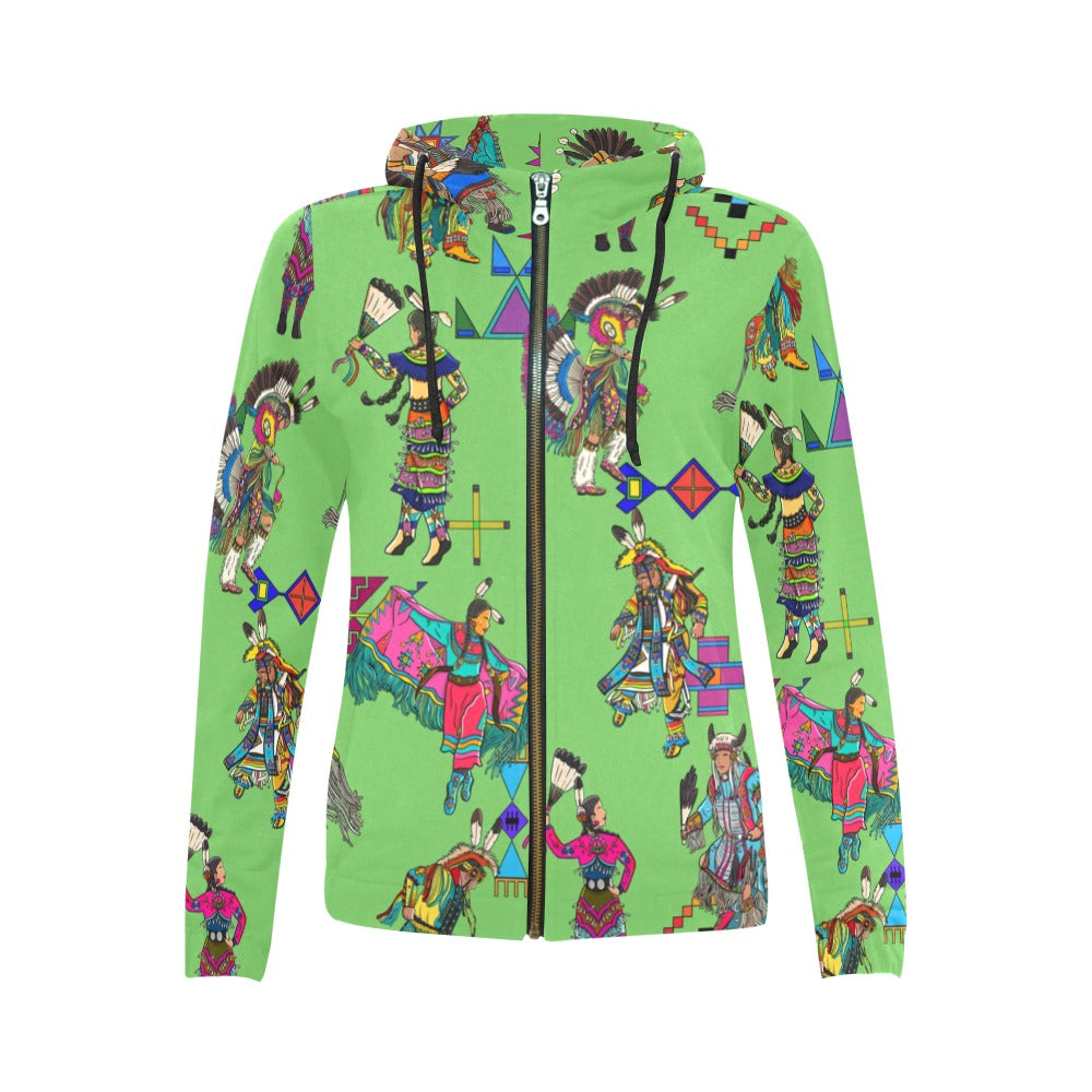 Grand Entry Dancers Grass Full Zip Hoodie for Women