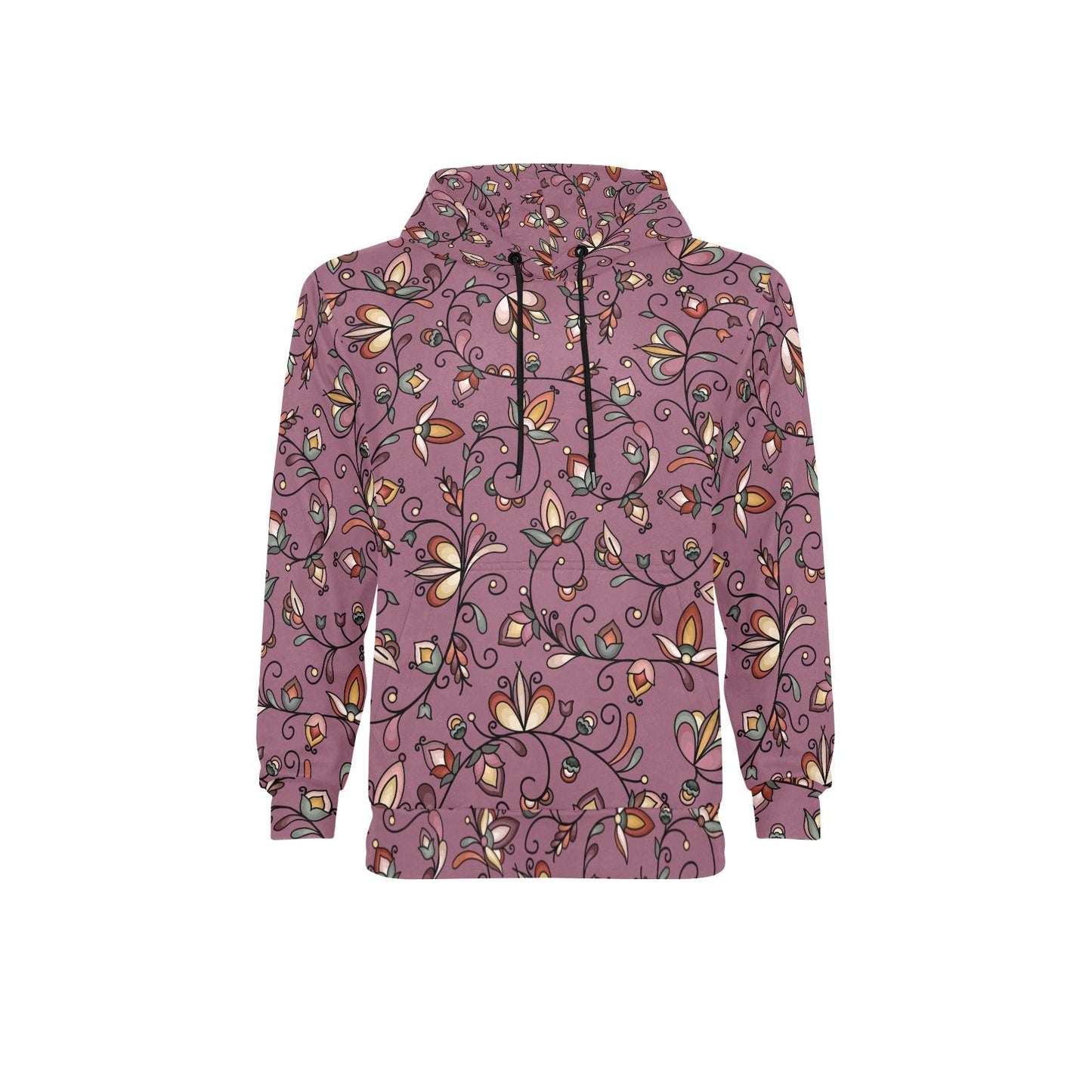 Burnt Sky Petals Magenta Men's Long Sleeve Fleece Hoodie