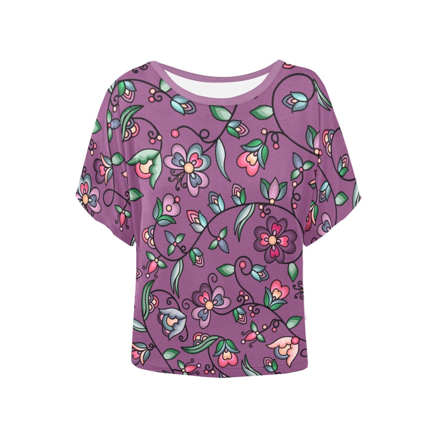 Amber Evening Garland Purple Women's Batwing-Sleeved Blouse T shirt