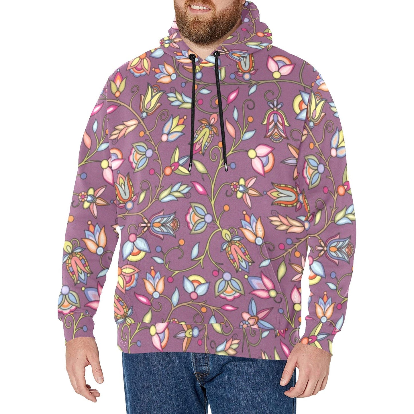 Buffalo Bloom Blush Men's Long Sleeve Fleece Hoodie