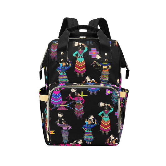 Women's Jingle Dancers Black Multi-Function Diaper Backpack