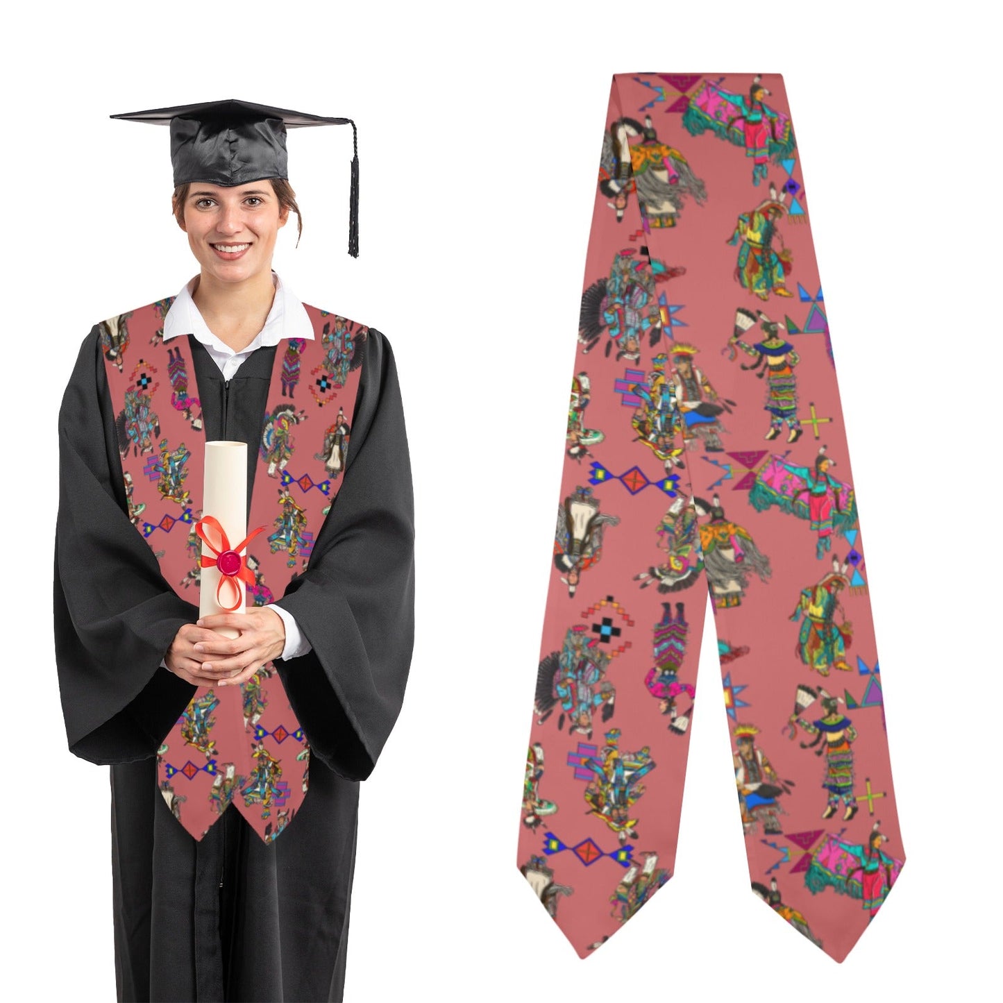 Grand Entry Dancers Terra Cotta Graduation Stole