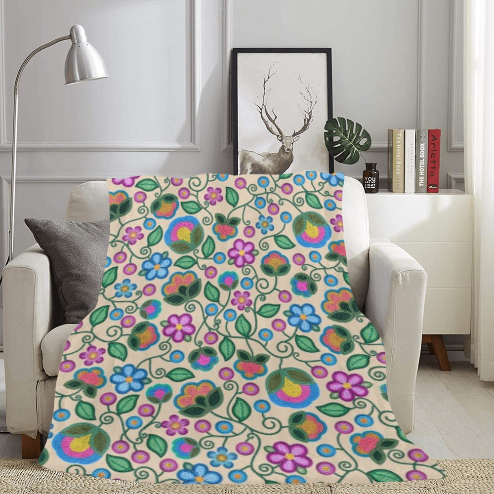 Turquoise Sunbeam Cream X-Large Micro Fleece Blanket
