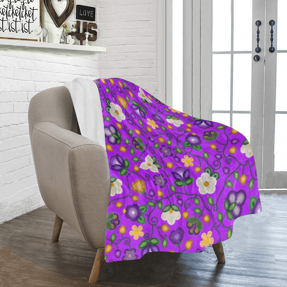 Midnight Moss Bloom Purple Small Micro Fleece Blanket