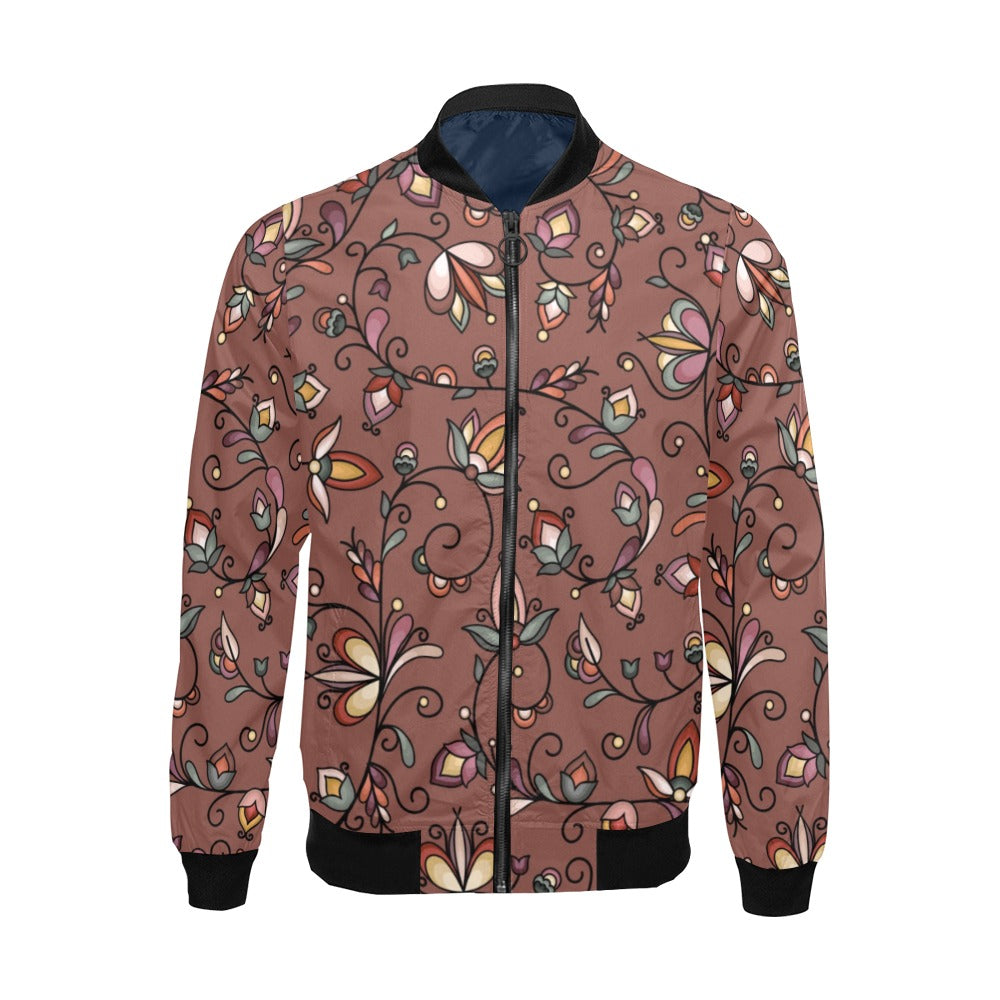 Burnt Sky Petals Brown Bomber Jacket for Men