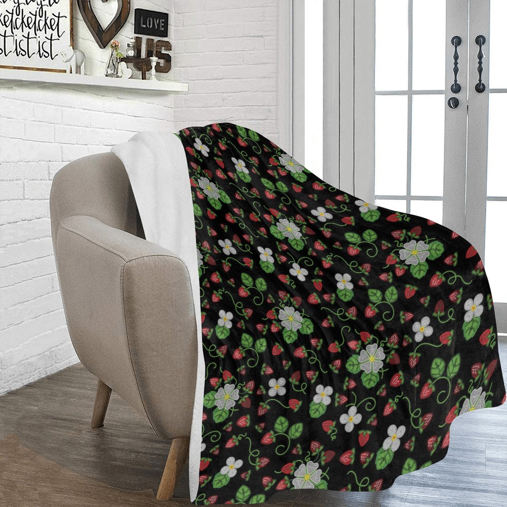 Strawberry Dreams Midnight X-Large Micro Fleece Blanket