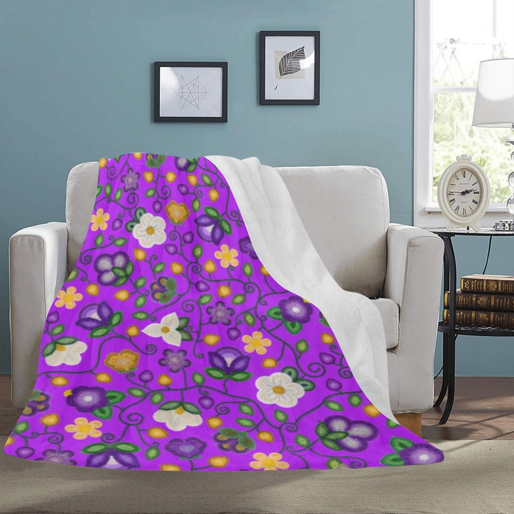 Midnight Moss Bloom Purple X-Large Micro Fleece Blanket