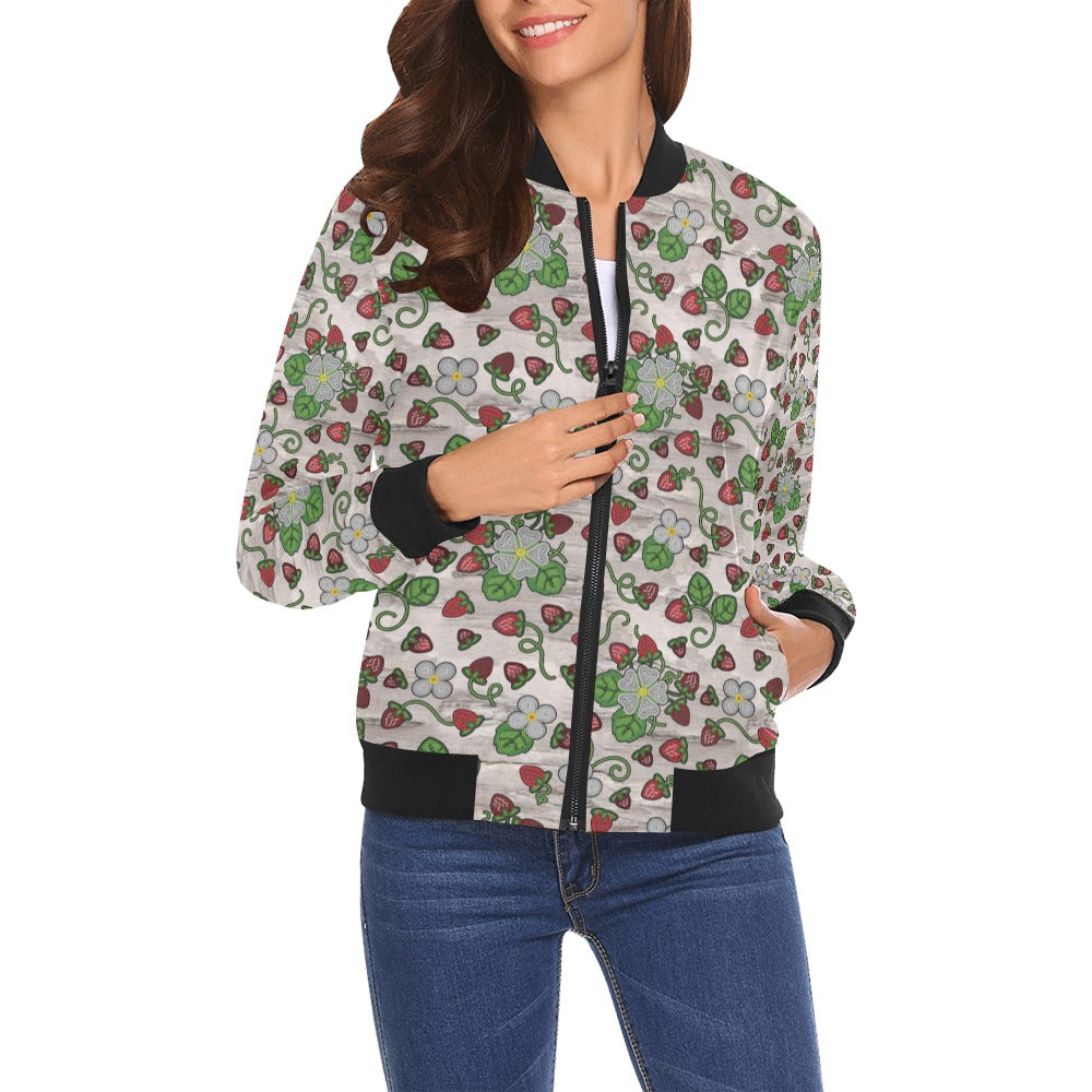 Strawberry Dreams Bright Birch Bomber Jacket for Women