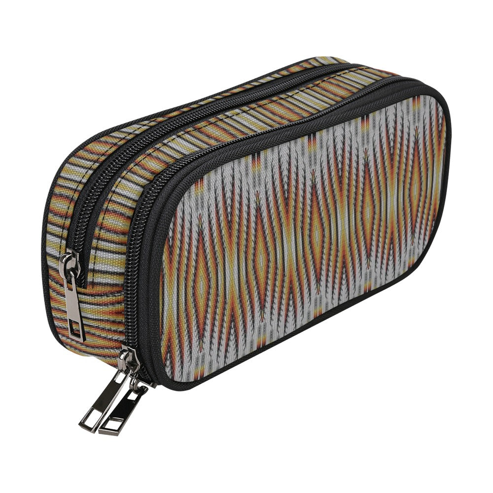 Fire Feather White Pencil Pouch