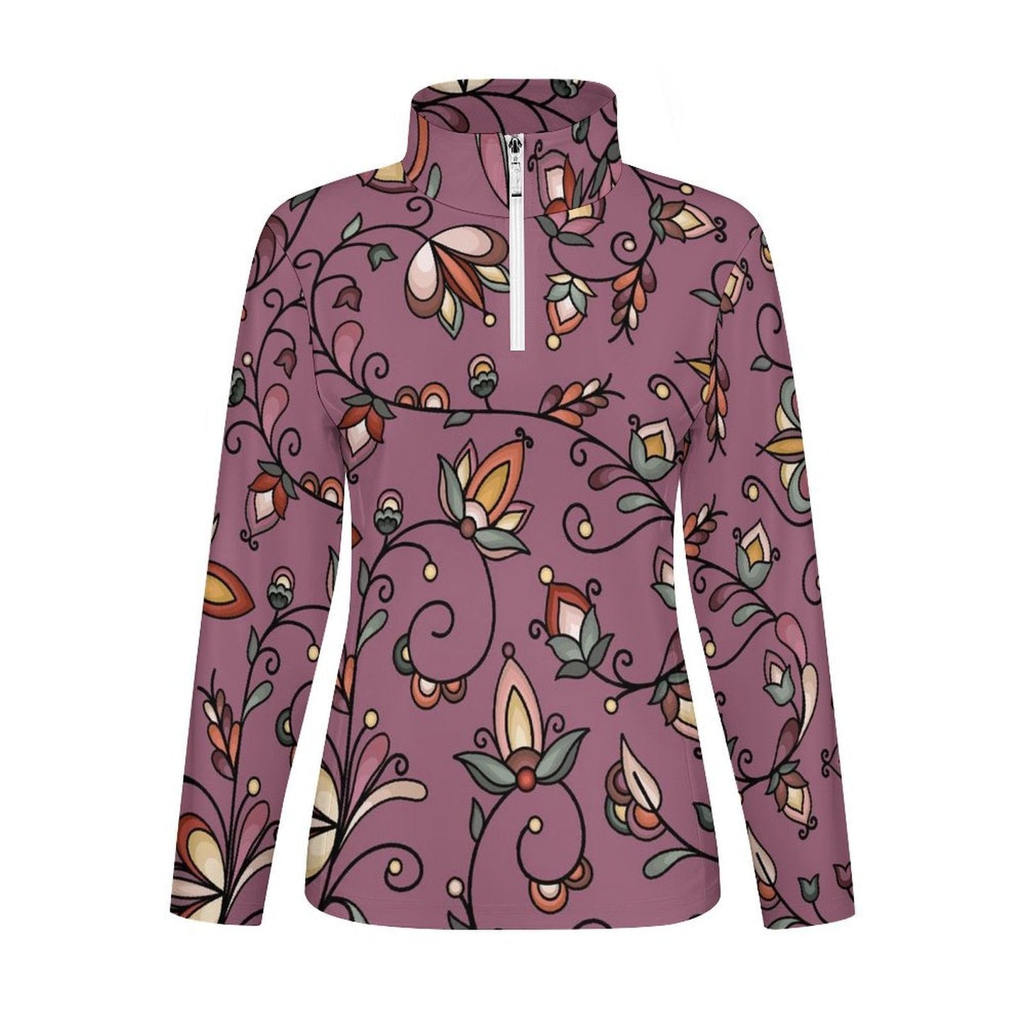 Burnt Sky Petals Magenta Long Sleeve Yoga Shirt