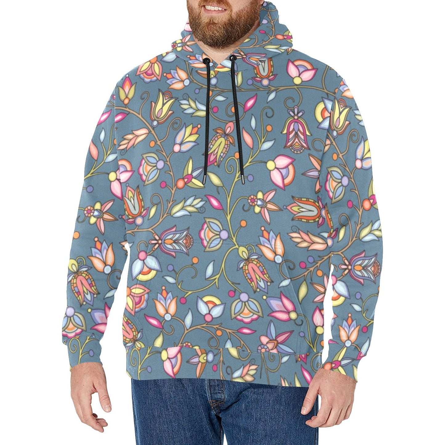 Buffalo Bloom Rainstorm Men's Long Sleeve Fleece Hoodie