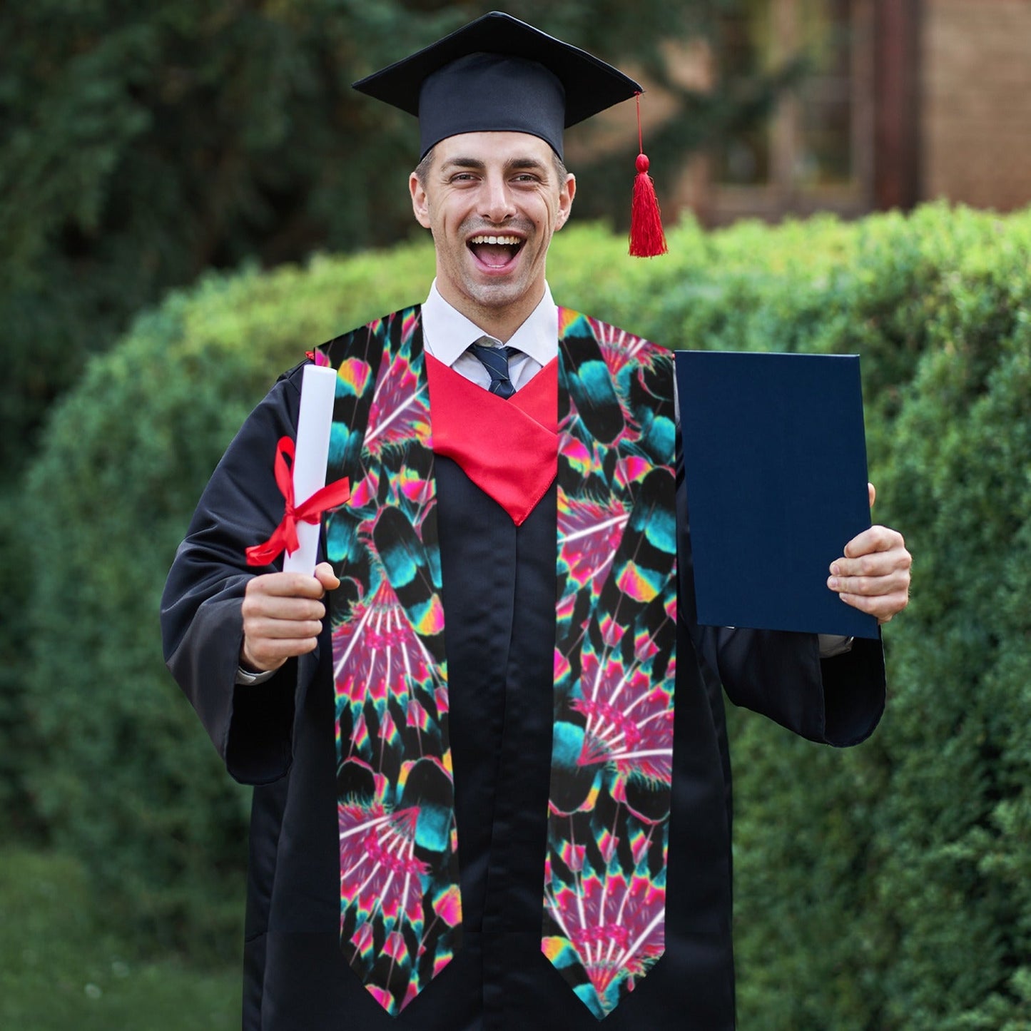 Hawk Feathers Heat Map Graduation Stole