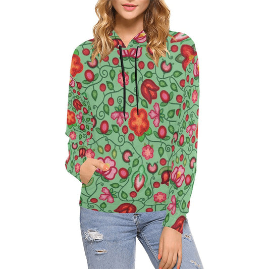 Rose Reverie Green Hoodie for Women