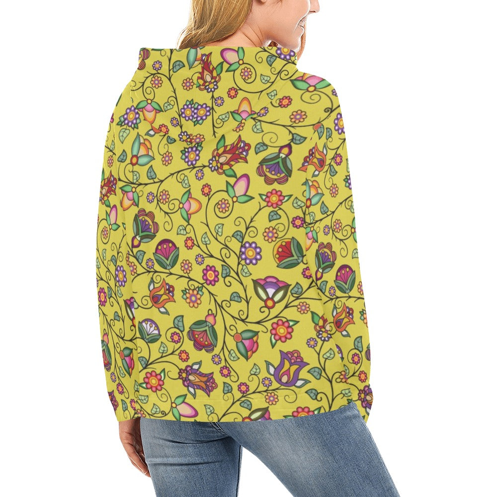 Heartbeat Petals Yellow Hoodie for Women