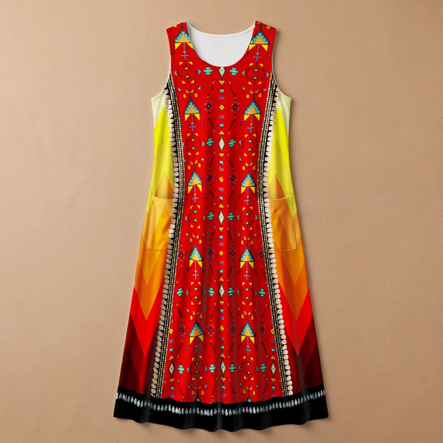 Sentinel of the Plains Red 2 Sleeveless Dress