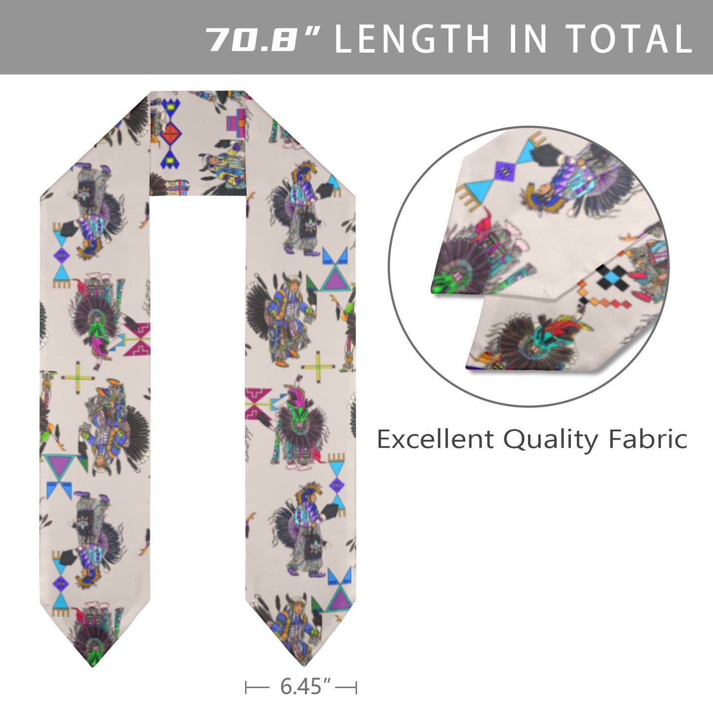 Men's Tradish Dancers Muslin White Graduation Stole