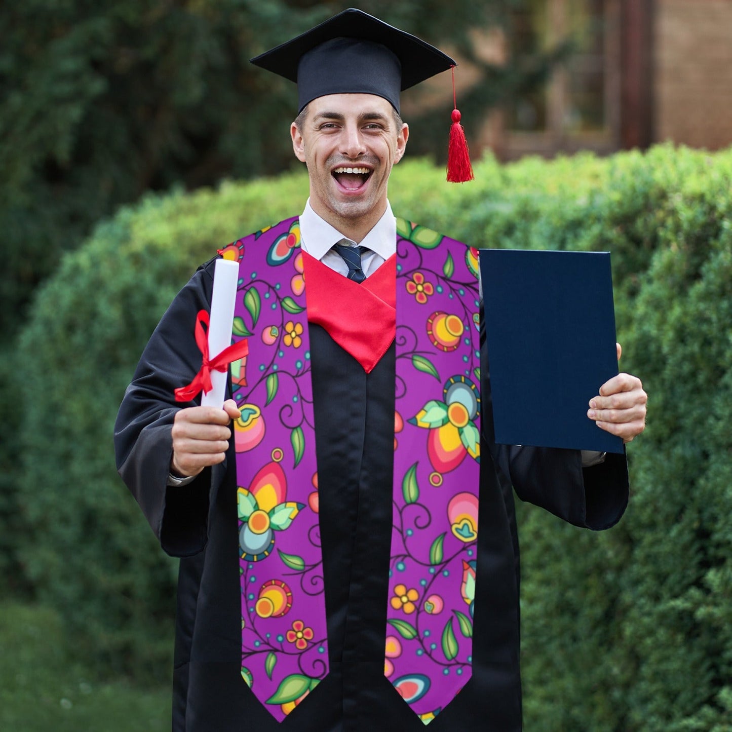 Floral Bounty Purple Graduation Stole