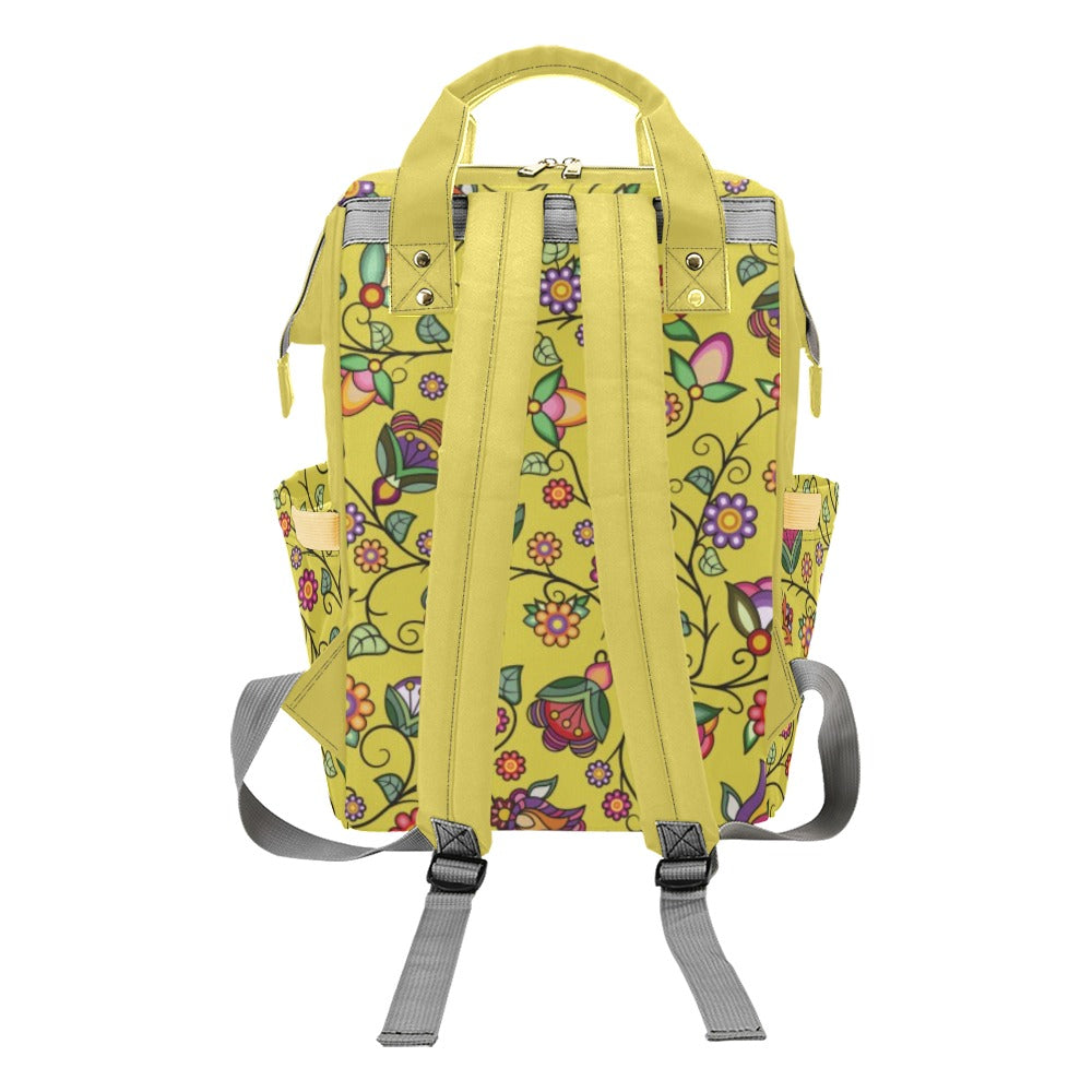 Heartbeat Petals Yellow Multi-Function Diaper Backpack