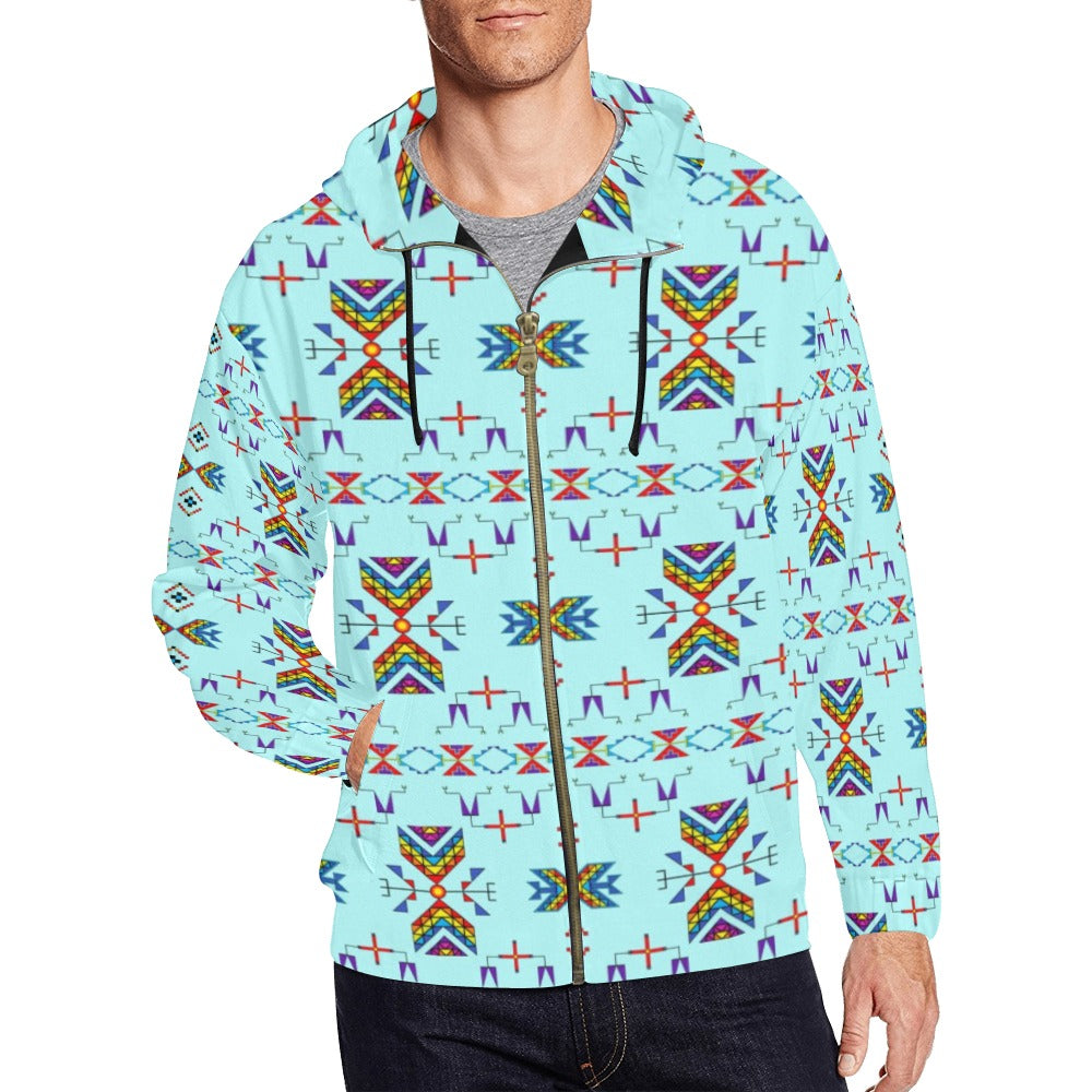 Rainy Chief Rainbow Robin Egg Men's Zipper Hoodie