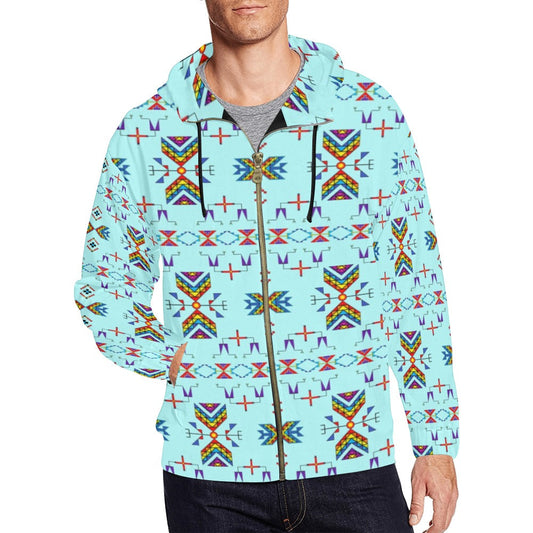 Rainy Chief Rainbow Robin Egg Men's Zipper Hoodie