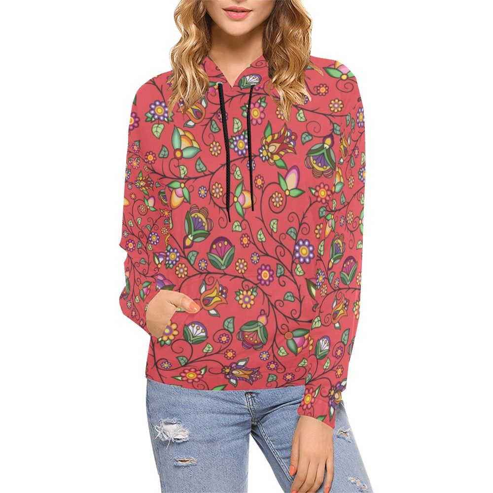 Heartbeat Petals Red Hoodie for Women