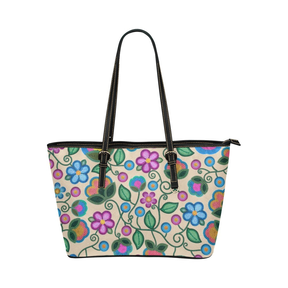 Turquoise Sunbeam Cream Leather Tote