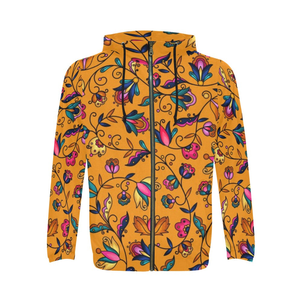 Copper Prairie Petals Orange Zip Hoodie