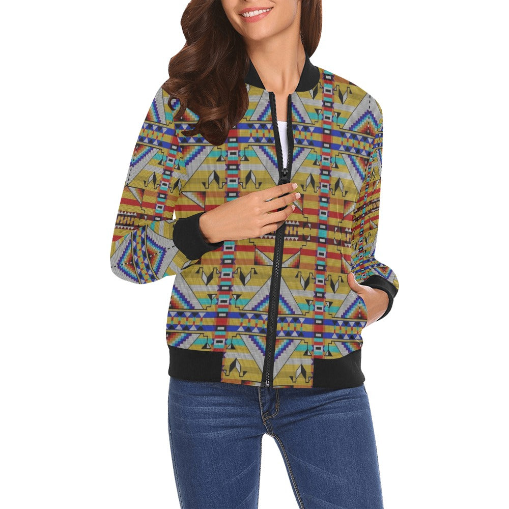 Medicine Blessing Yellow Bomber Jacket for Women