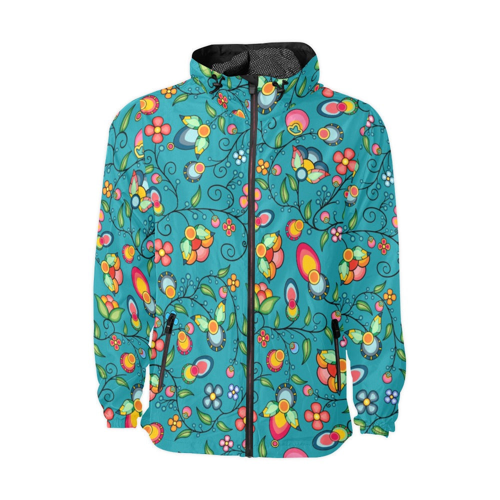 Floral Bounty Teal Men's Windbreaker