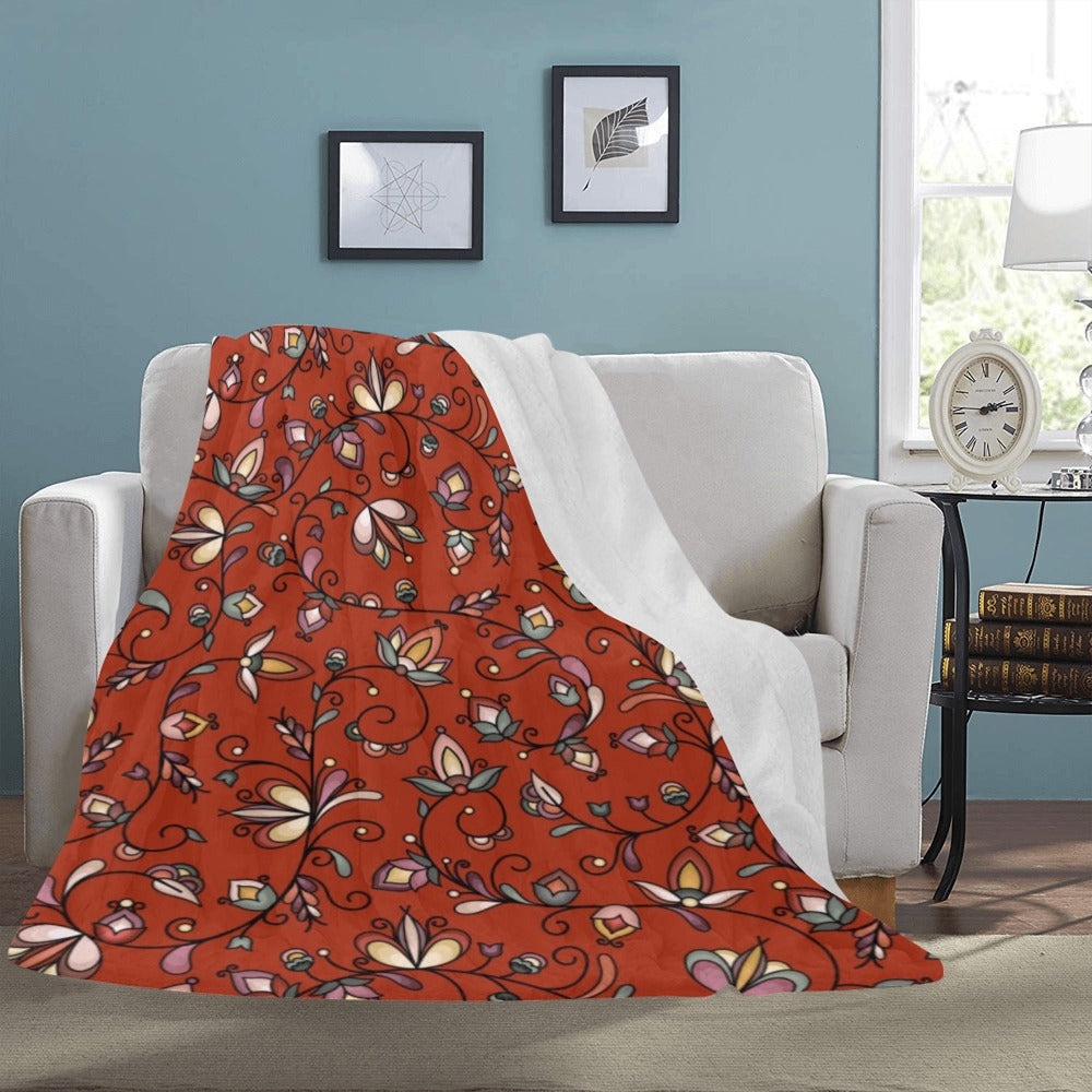 Burnt Sky Petals Red X-Large Micro Fleece Blanket