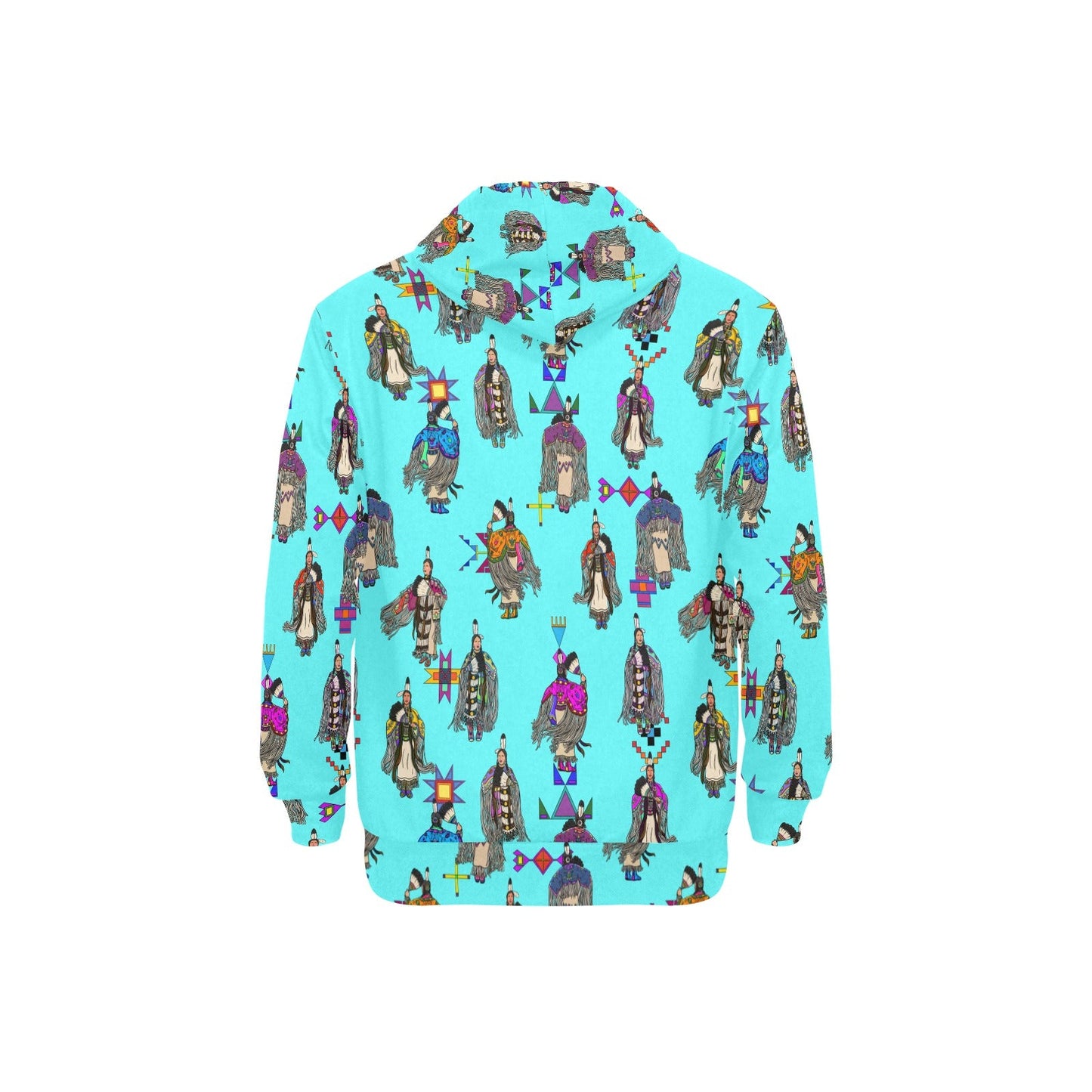 Women's Tradish Dancers Turquoise Men's Long Sleeve Fleece Hoodie