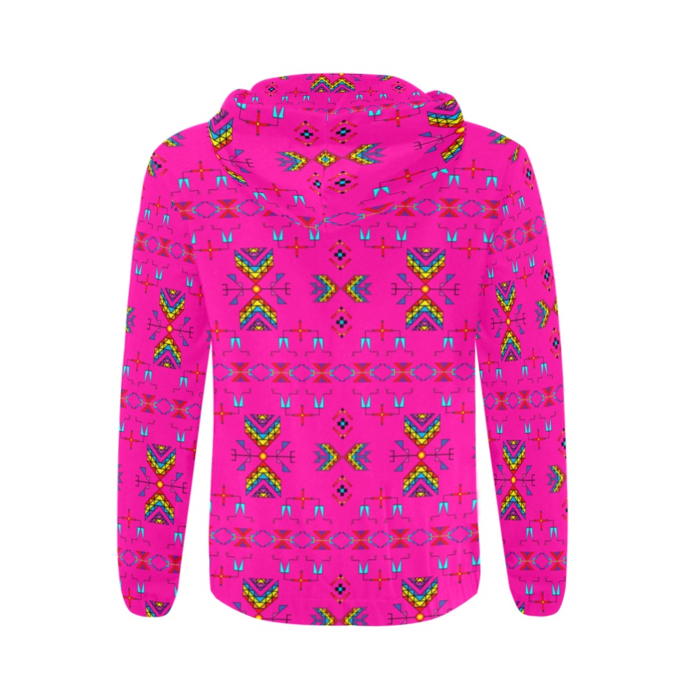Rainy Chief Rainbow Hot Pink Men's Zipper Hoodie