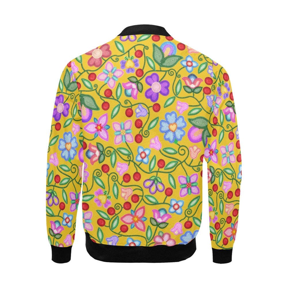 Petal Harmony Ochre Bomber Jacket