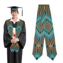 Load image into Gallery viewer, Fire Feather Turquoise Graduation Stole
