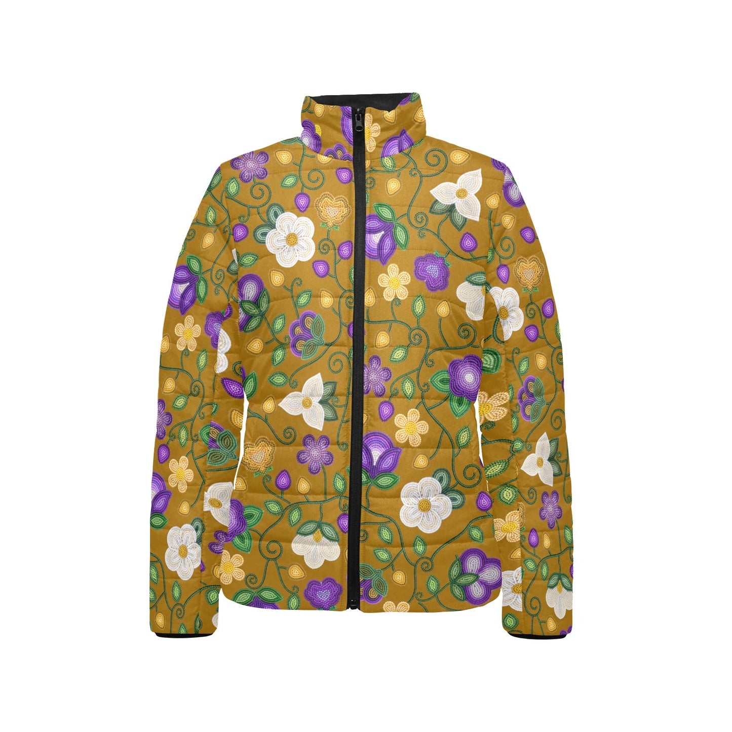 Midnight Moss Bloom Toffee Stand Collar Jacket