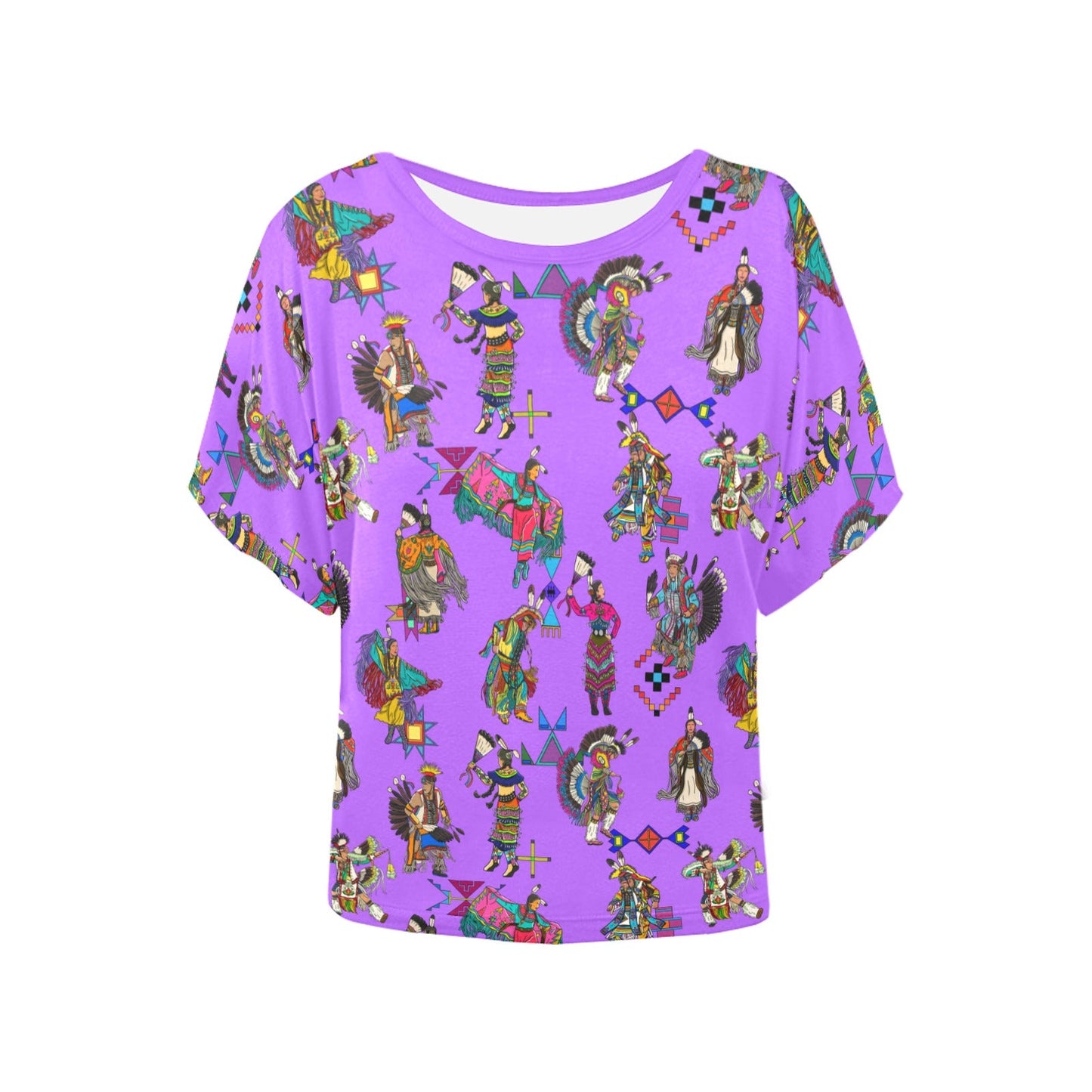 Grand Entry Dancers Purple Women's Batwing-Sleeved Blouse T shirt
