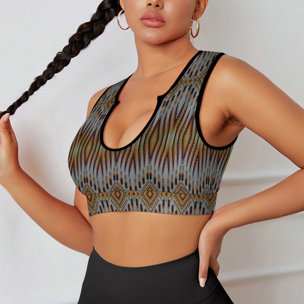 Fire Feather White Yoga Top