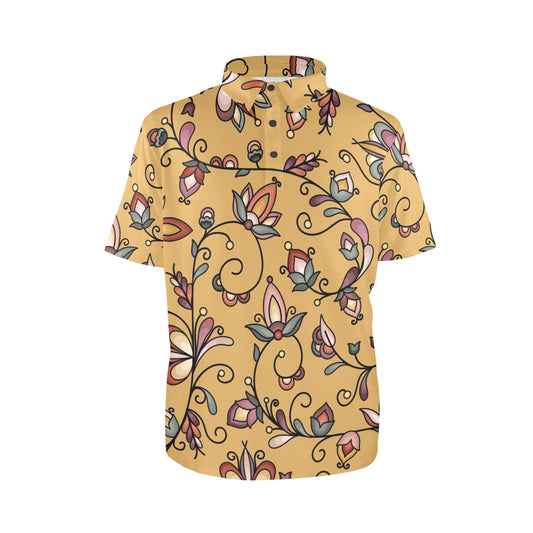 Burnt Sky Petals Gold Polo Shirt