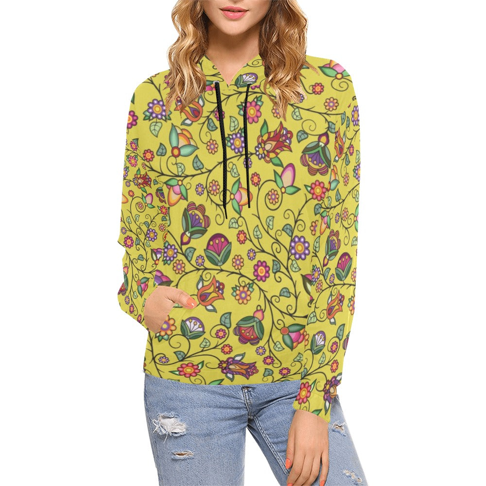 Heartbeat Petals Yellow Hoodie for Women