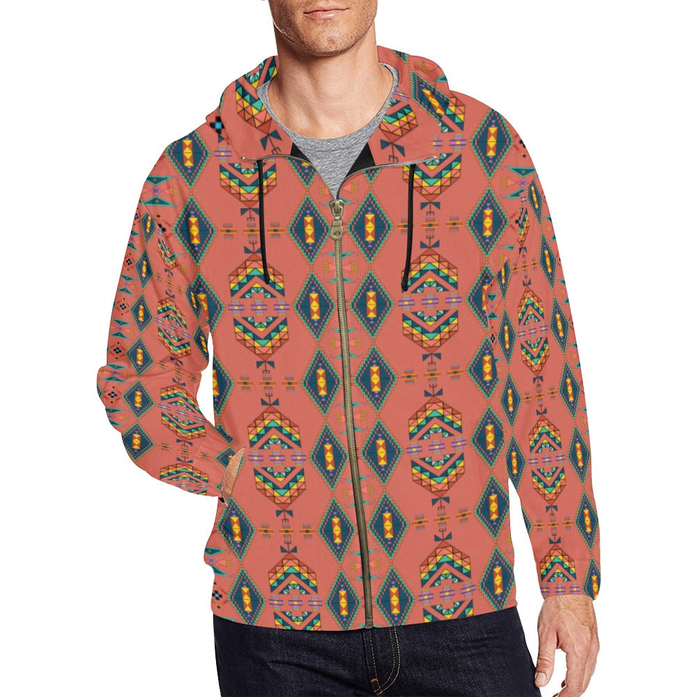 Travois Tipi Canyon Earth Men's Zipper Hoodie