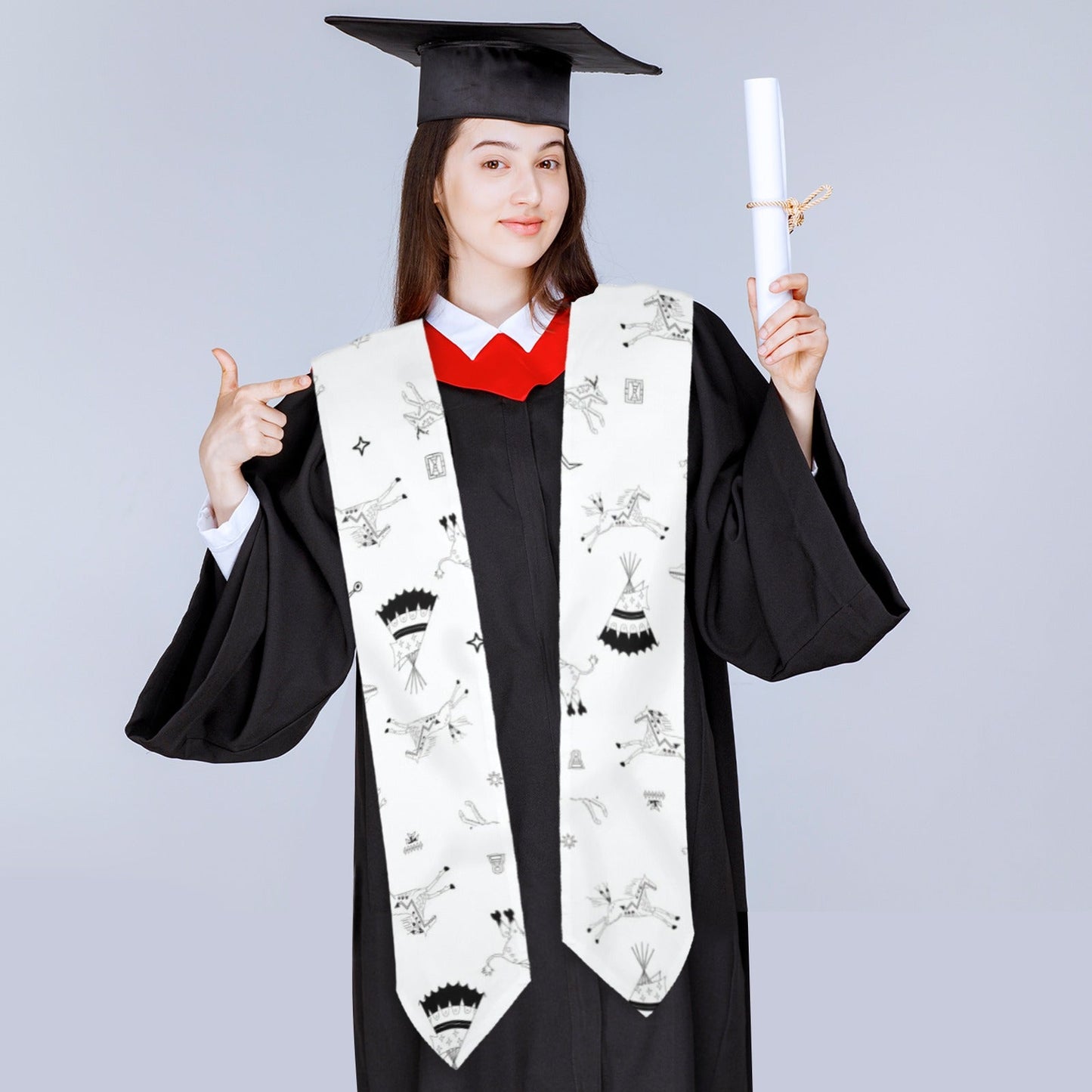 Ledger Dables White Graduation Stole