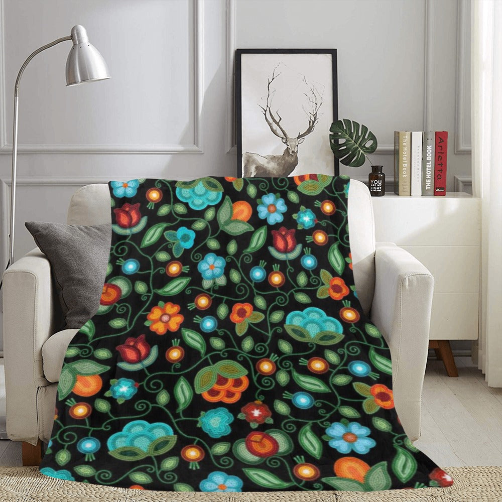 Prairie Fire Petals Black X-Large Micro Fleece Blanket