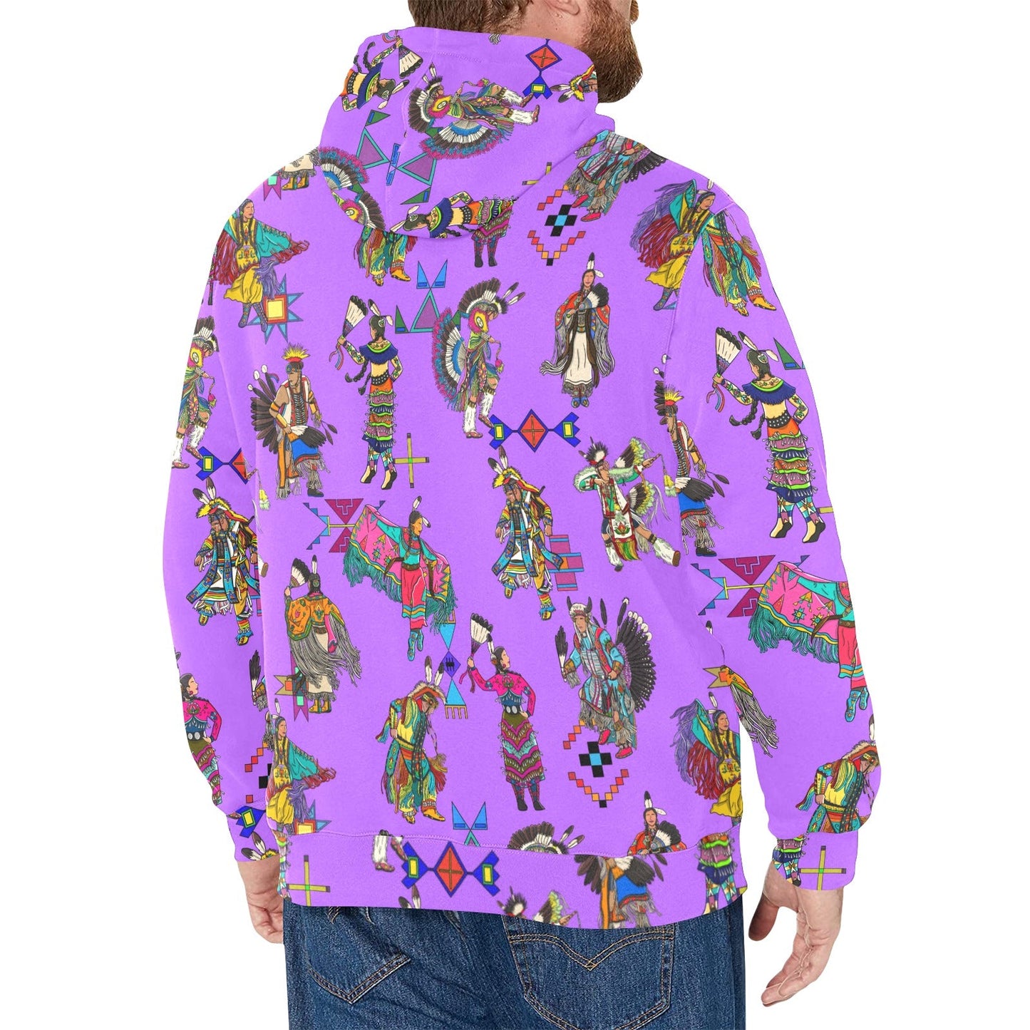Grand Entry Dancers Purple Men's Long Sleeve Fleece Hoodie