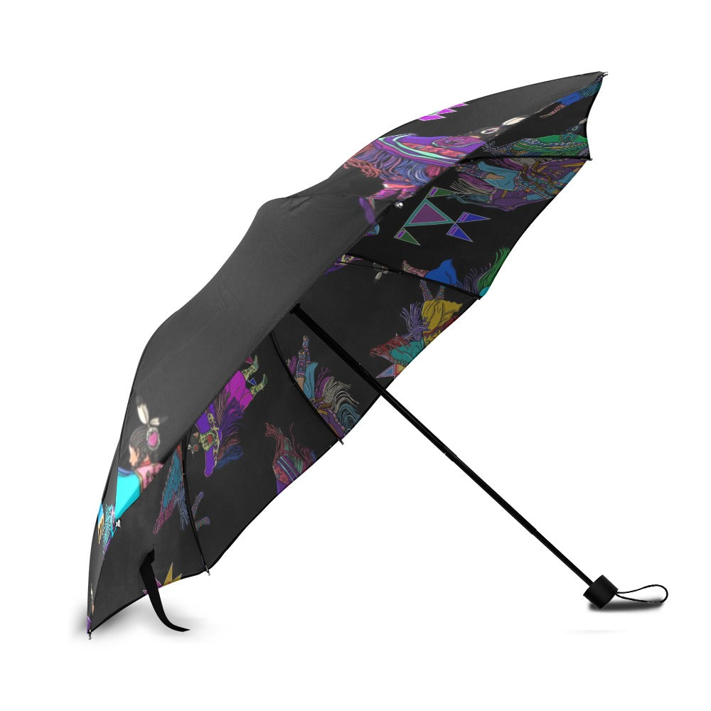 Women's Fancy Dancers Black Foldable Umbrella