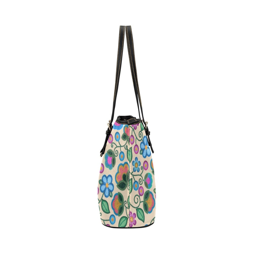 Turquoise Sunbeam Cream Leather Tote