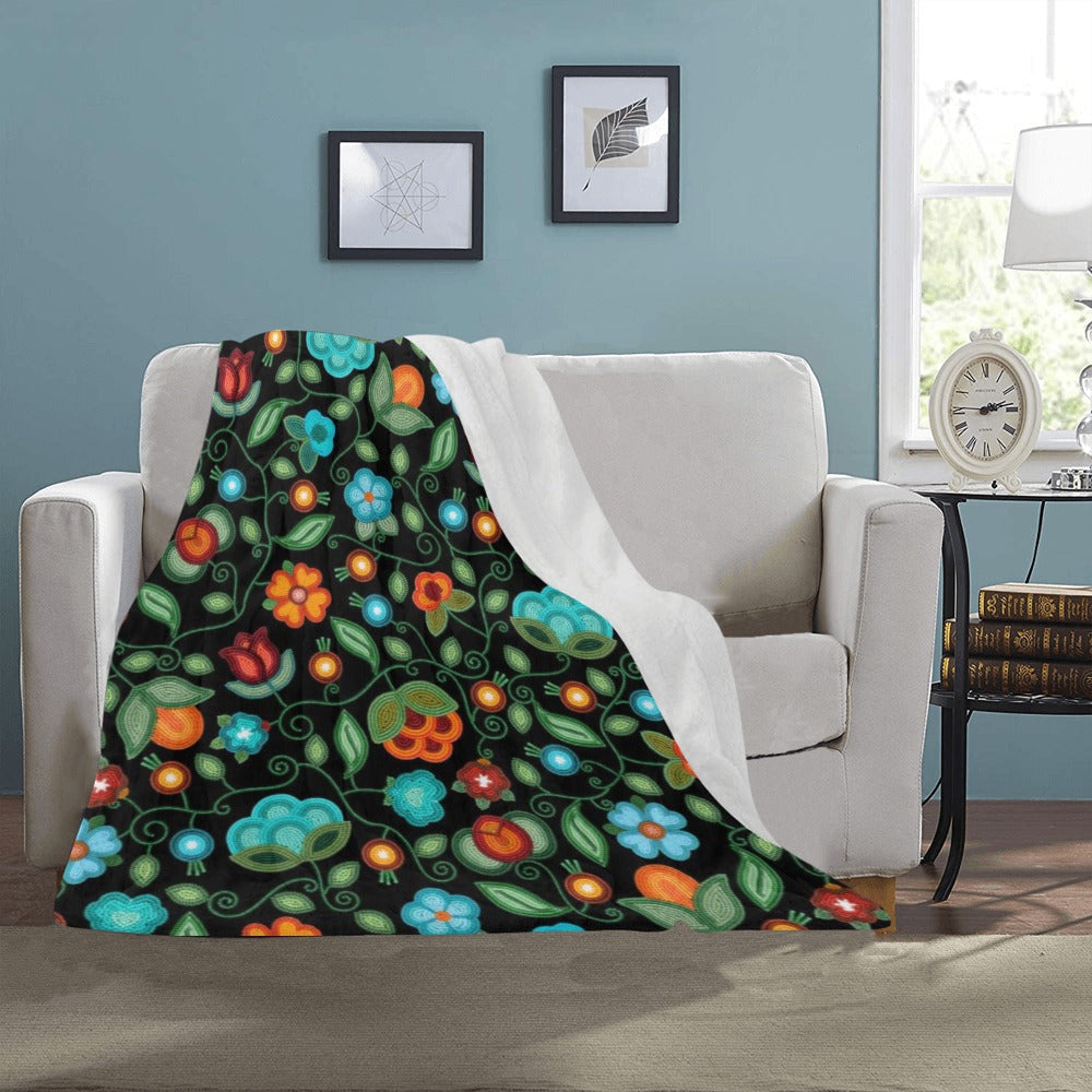 Prairie Fire Petals Black Small Micro Fleece Blanket