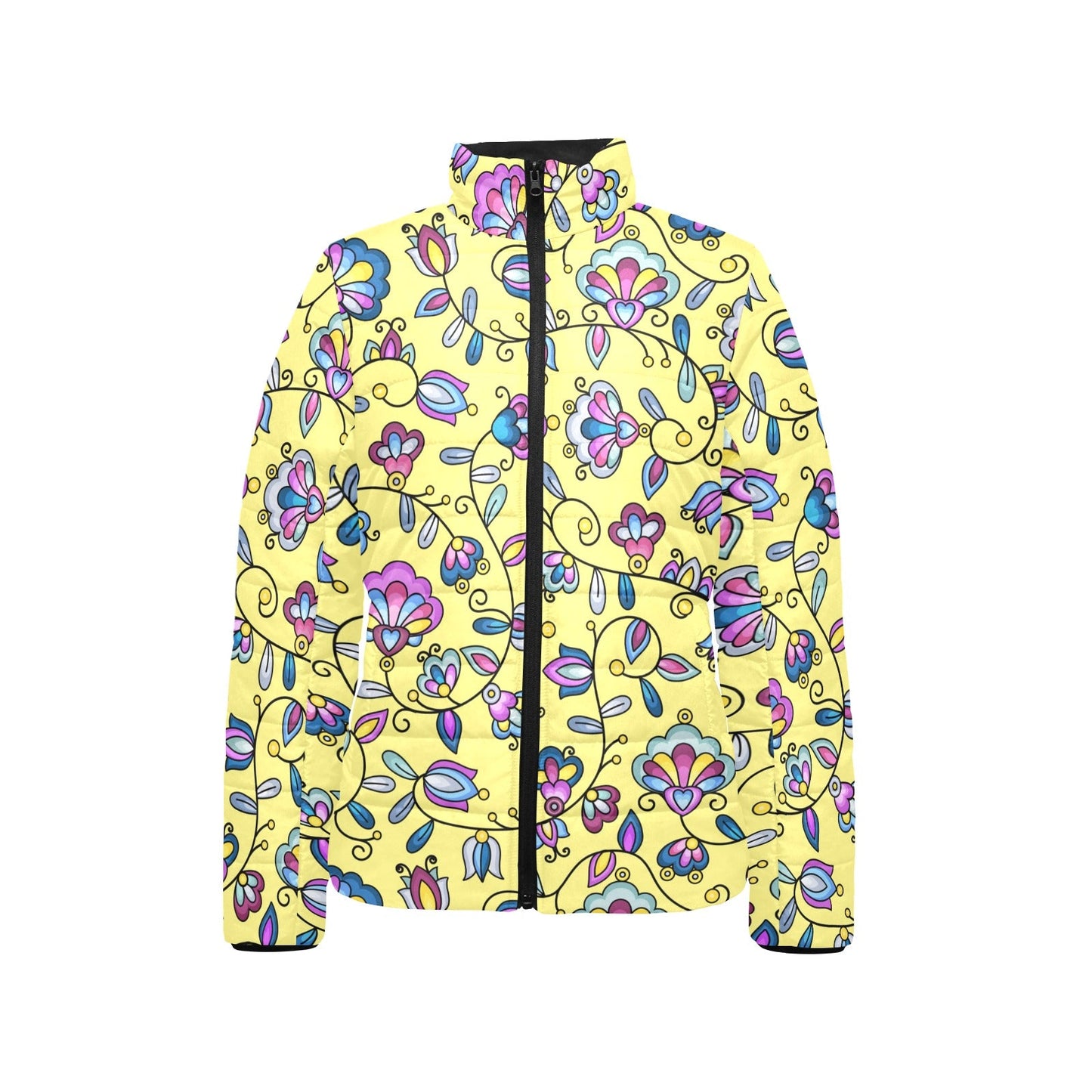 Autumn Bundle Blessing Yellow Women's Stand Collar Padded Jacket