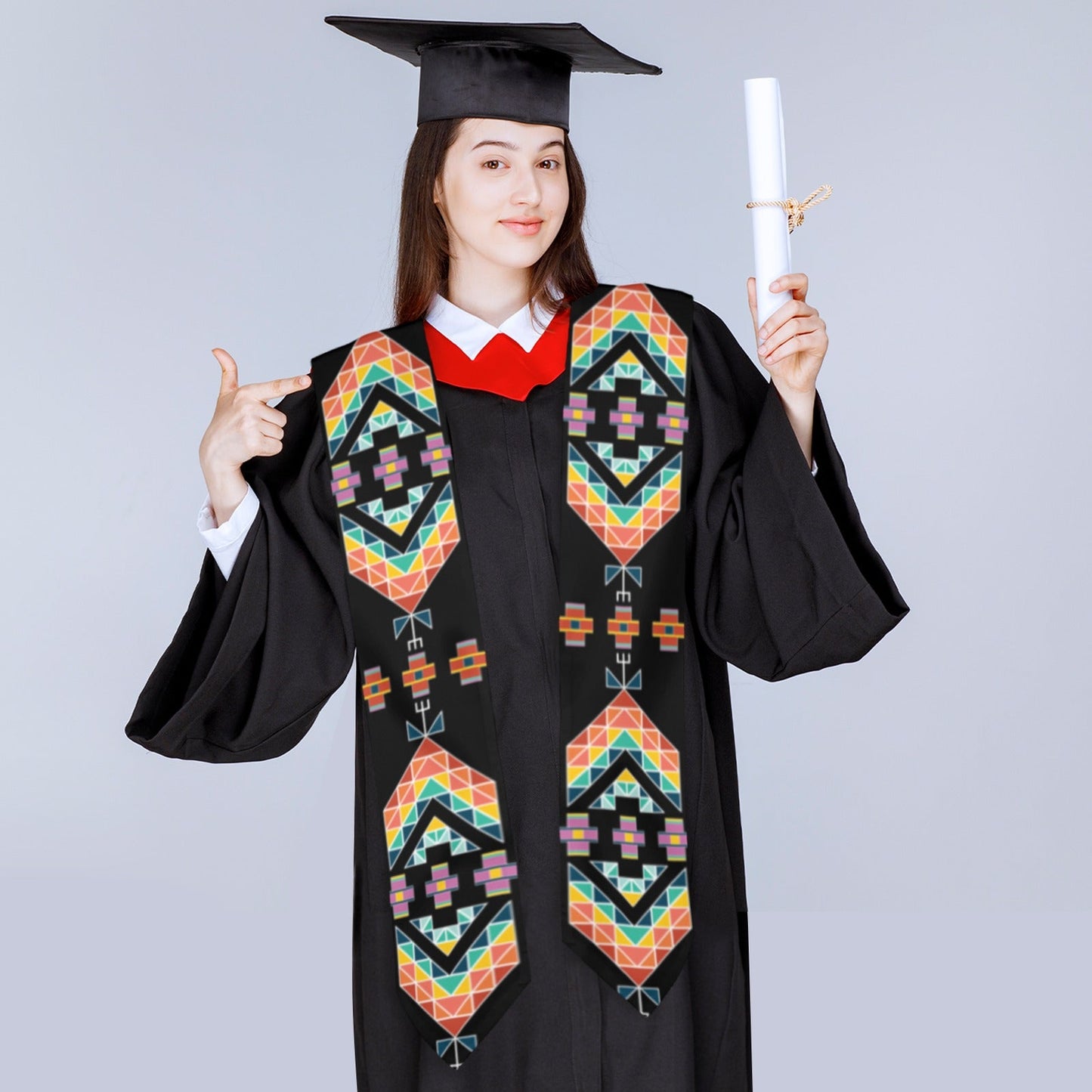 Travois Tipi Black Graduation Stole