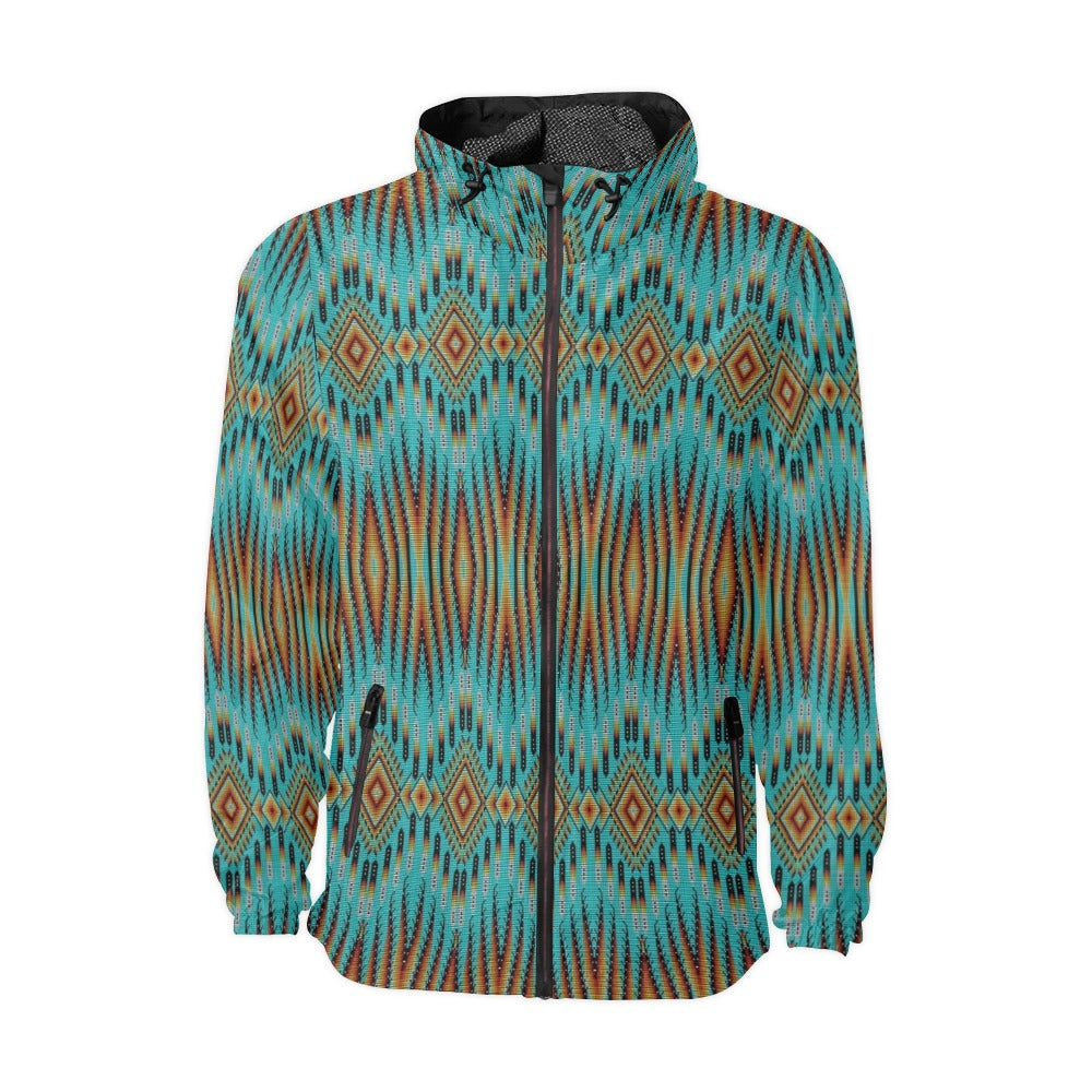 Fire Feather Turquoise Men's Windbreaker
