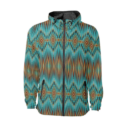 Fire Feather Turquoise Men's Windbreaker